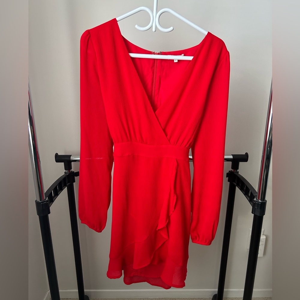 Honey Belle Vibrant Red Long Sleeve Dress